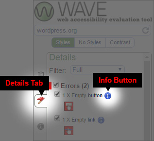 WAVE tool Details location
