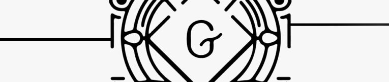 A black and white geometric design resembling a crest, featuring a central letter "G" and symmetrical lines extending outward, inspired by A PaperStreet Introduction to WordPress’ New Content Editor Gutenberg.