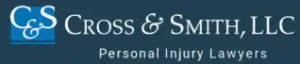 Logo of Cross & Smith, LLC with the tagline "Personal Injury Lawyers" on a blue background, featuring the initials "C&S" beside the company name.