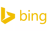 A yellow stylized letter 'b' next to the word 'bing' in lowercase, both colored in yellow against a white background.