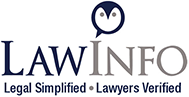 LawInfo logo featuring an owl emblem above the text "LawInfo" with the tagline "Legal Simplified • Lawyers Verified.