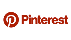 The Pinterest logo features a stylized white "P" within a red circle, followed by the word "Pinterest" in red lettering on a white background.