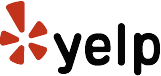 Yelp logo featuring the word "Yelp" in black text with a red burst symbol to the left.