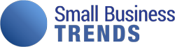 Logo of Small Business Trends featuring a large blue circle on the left and the brand name in blue and black text on the right.